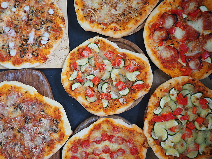pizzas, leve ao forno, nutrição, comer, comida, delicioso, cozinhar