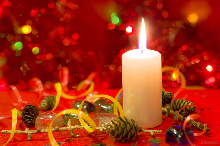 Nadal, Espelma, vermell, desembre, símbol, Ofrena floral, icones de Nadal