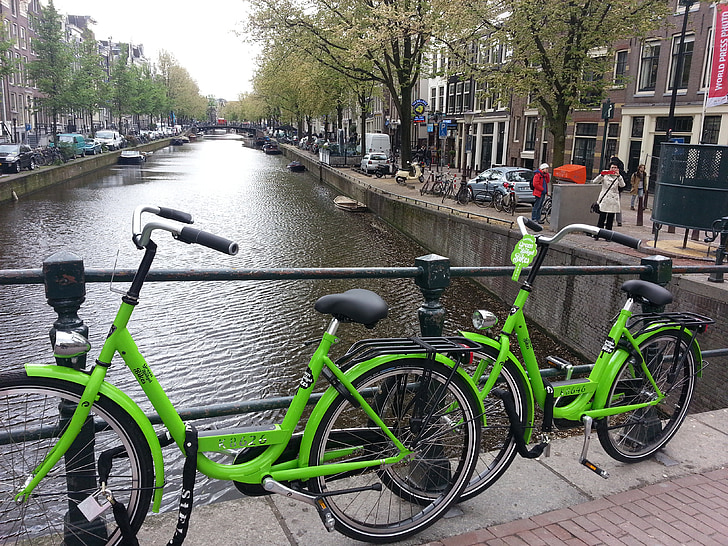 Amsterdam, velosipēds, kanāls, kanāls, Nīderlande, Holande, pilsēta
