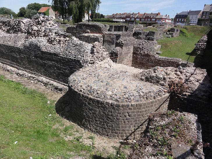 bavay, bagacum, Roman, ruiny, zůstává, budova, staré