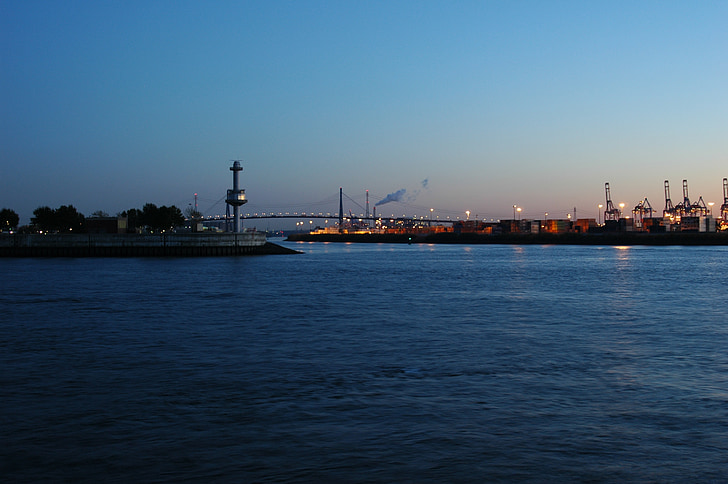 Bridge, Elbe, Hamburg, köhlbrand-broen, port
