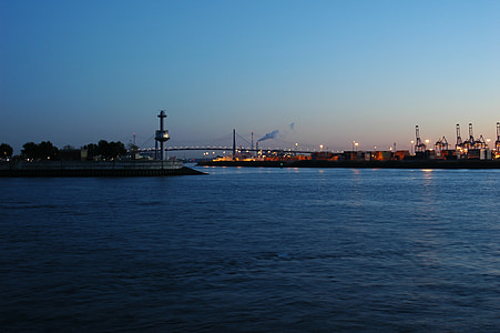 Bridge, Elbe, Hamburg, köhlbrand överbryggar, hamn