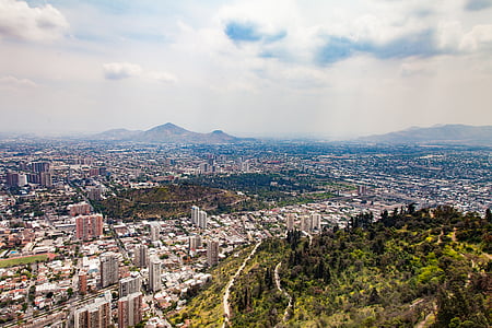 cidade grande, contrastes, cidade, América do Sul, urbana, Santiago, chile Santiago