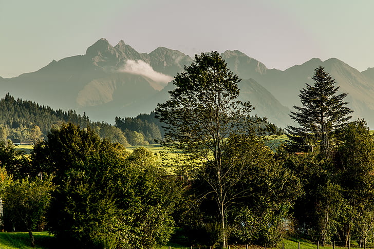 krajina, hory, Příroda, alpské, Allgäu, Horská krajina