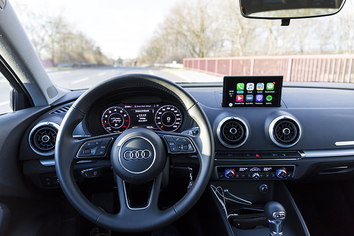 Audi a3, Innenraum, CarPlay, Auto, Lenkrad, Dashboard, Auto-detail
