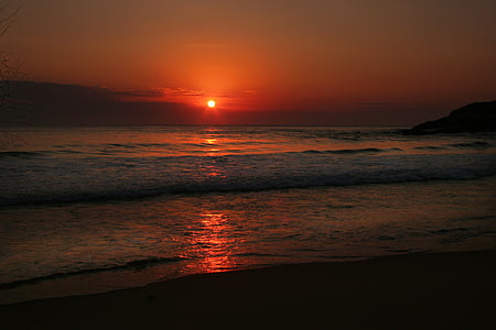 Plaża, Eventide, Sol, zachód słońca, piękno, morze, Natura