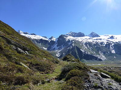 zemmgrund, Zillertaler alpen, Черное озеро, Альпийский, горы, горный пейзаж, Лето