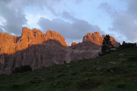 Lynx hlavy, hory, Alpenglühen, Rock, skalné steny, Alpine, Allgäuské Alpy