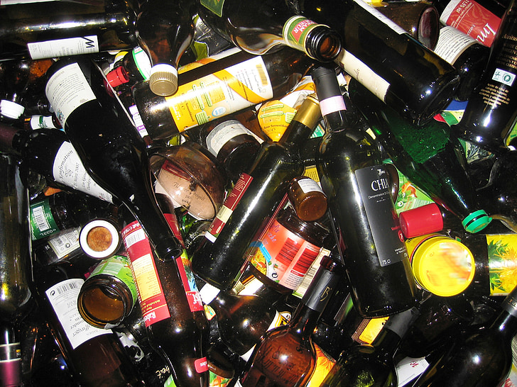 vetro, bottiglie, vetro riciclato, contenitore, Banca della bottiglia, rifiuti, immondizia