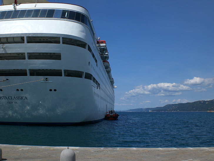 kruīza kuģis, piestātne, kreiseris, kuģis, Trieste, osta, Itālija
