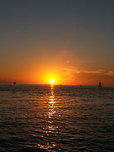 Key west, matahari terbenam, Florida, laut, tenang, tujuan, liburan