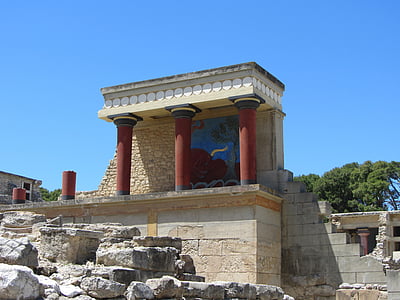 Fresco, Býk, Palace of knossos, Minoans, ostrov Kréta, Grécko, Archeológia