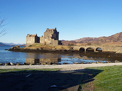 Schloss, Eilean donan, Schottland, Loch, Hochland, Wahrzeichen, Landschaft