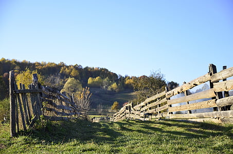 ограда, селски, селски, дървени, дървен материал, пейзаж, страна