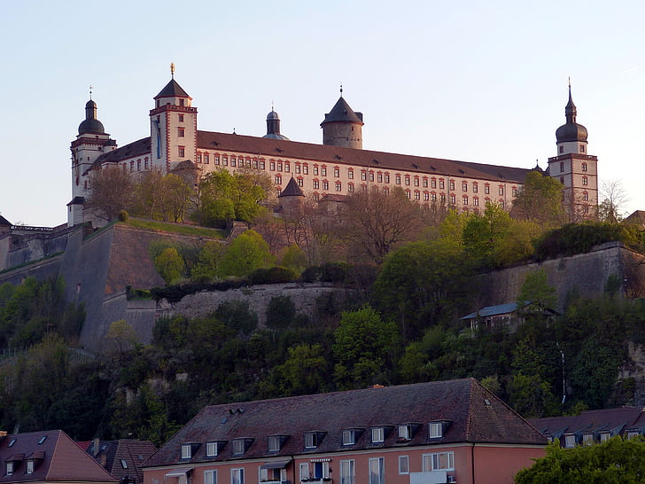Würzburg, Bajorország, svájci frankban, történelmileg, épület, erőd, Marienberg