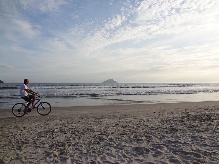 stranden, helgdagar, cykel, sommar, Beira mar, värme, Sand