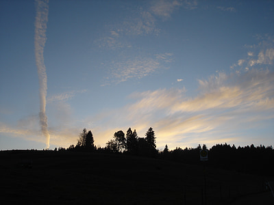 風景, 雲, 空, サンセット, における, 残りの部分, ツリー