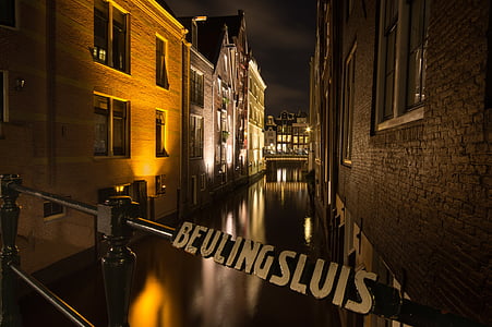 Amsterdam, Canal, noc, Holandsko, Európa, Cestovanie, vody