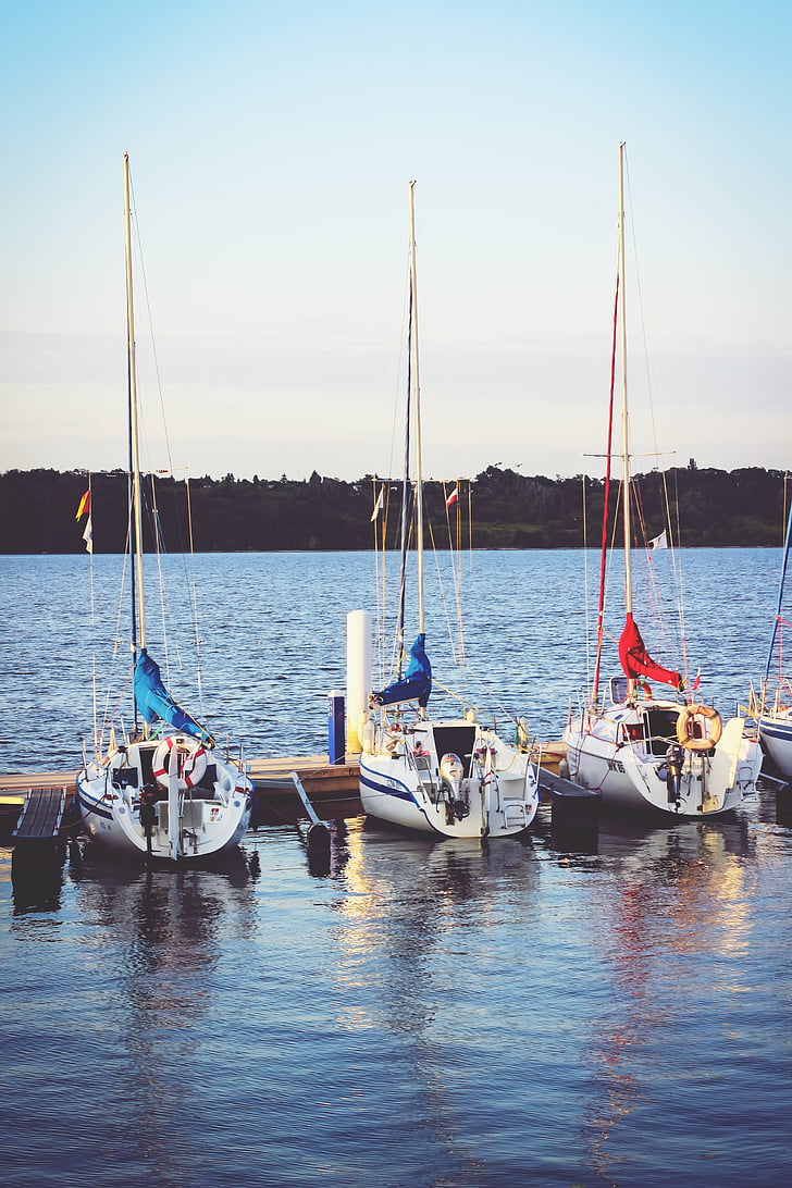 three, sailing, boats, sea, river, nautical vessel, transportation