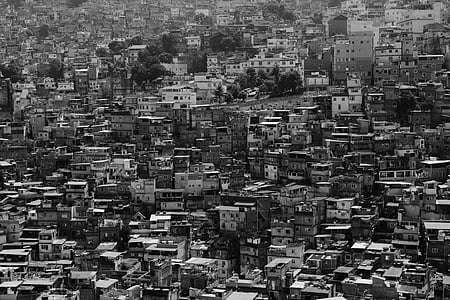 ciutat, urbà, barriada, favela, edificis, cases, residencial