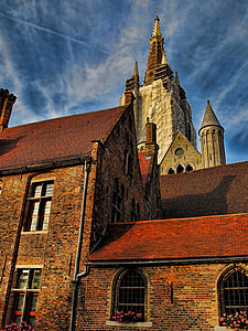 Bruges, székesegyház, templom, Belgium, építészet, középkori, turizmus