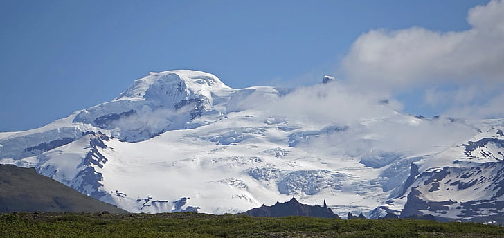 ledynas, kalnai, sniego, masyvas, ugnikalnių peizažas, Islandija
