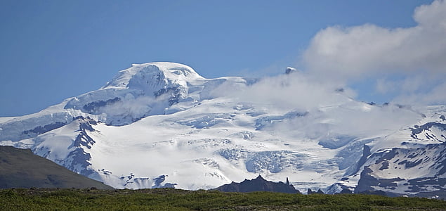glacera, muntanyes, neu, massís, paisatge volcànic, Islàndia