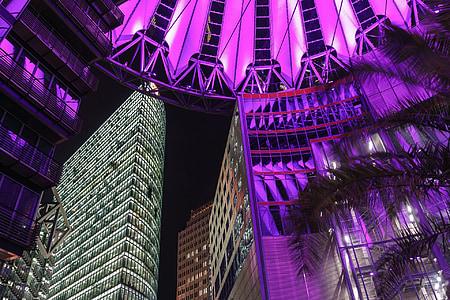 berlin, capital, sony center, berlin center, night, places of interest, db-central