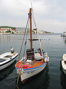 кораб, Хърватия, порт, лято, море, такси
