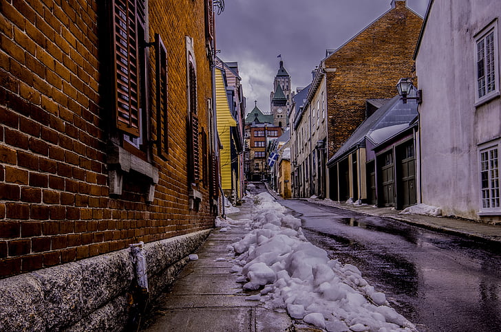 City, Lane, Québec, tiili, Street, Wall, Pierre