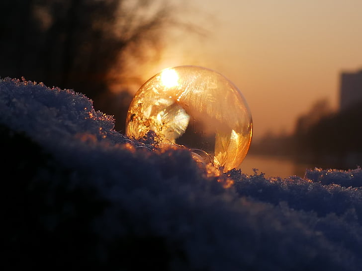 zeepbel, bevroren, Frost, winter, eiskristalle, winterse, koude
