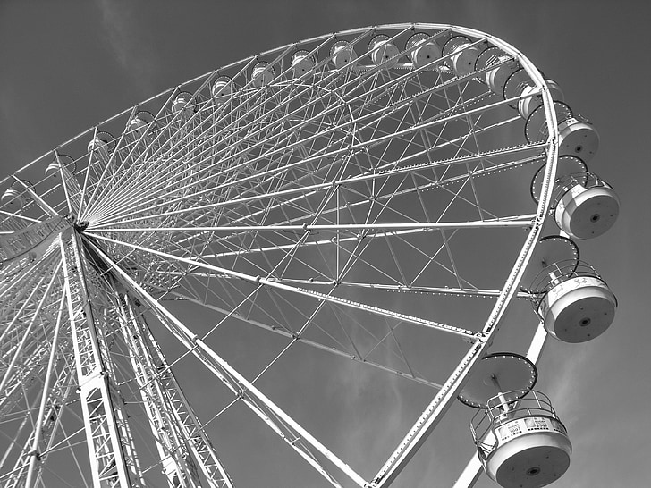 ferris wheel, paris, sky