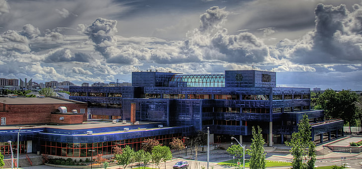 Edmonton, Kanada, javni šolski kompleks, izobraževanje, Panorama, nebo, oblaki