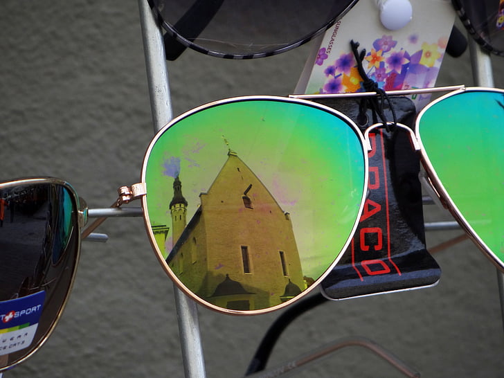 szemüveg, napszemüveg, zöld, Tallinn, tükrözés, elmélkedés