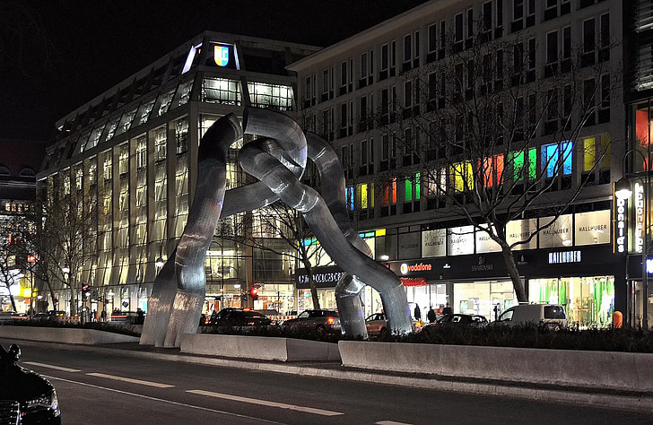 berlin, night, building, places of interest, lights, illuminated, kurfürstendamm