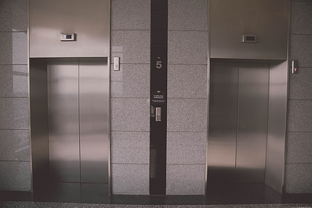 liftas, gražus vaizdas, pastatas, durys, per, uždarose patalpose, šiuolaikinės
