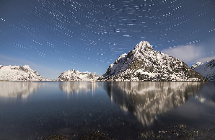 Lake, landschap, Bergen, natuur, reflectie, hemel, sneeuw