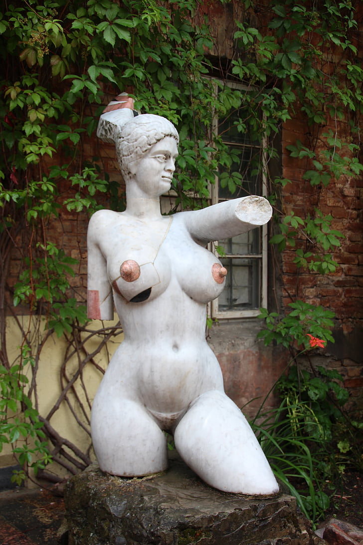 sochařství, moderní, umění, nahá, Žena, prsa, moderní umění
