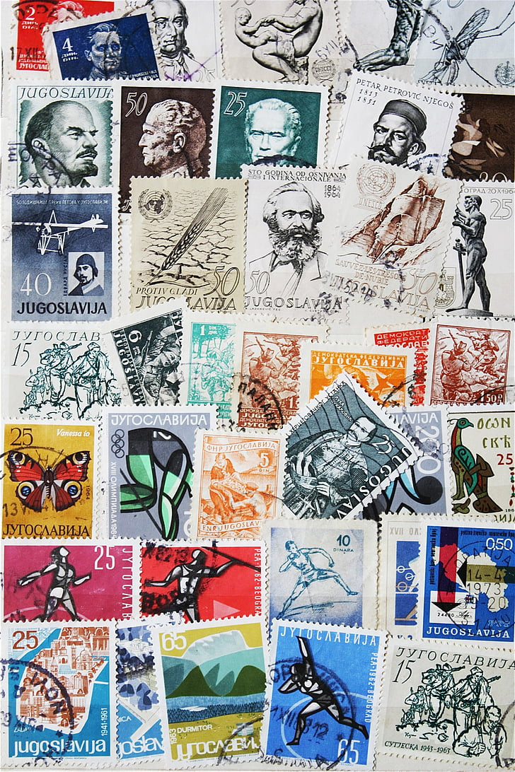 selos, vintage, Postar, antiga, saudade, velho