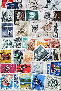 postimerkkejä, Vintage, viesti, entinen, Nostalgia, vanha