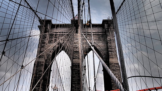 new york, sky, new York City, manhattan - New York City, brooklyn - New York, uSA, brooklyn Bridge