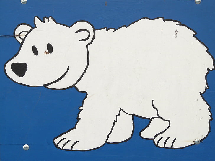 polar bear, bear, comic, figure, image, paint, cartoon character