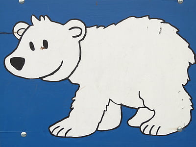 beruang kutub, beruang, komik, gambar, gambar, cat, karakter kartun