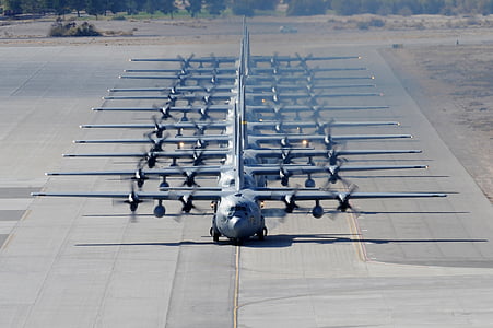 aeronaves militares, pista, formação, Estados Unidos da América, exercício, c-130, carga