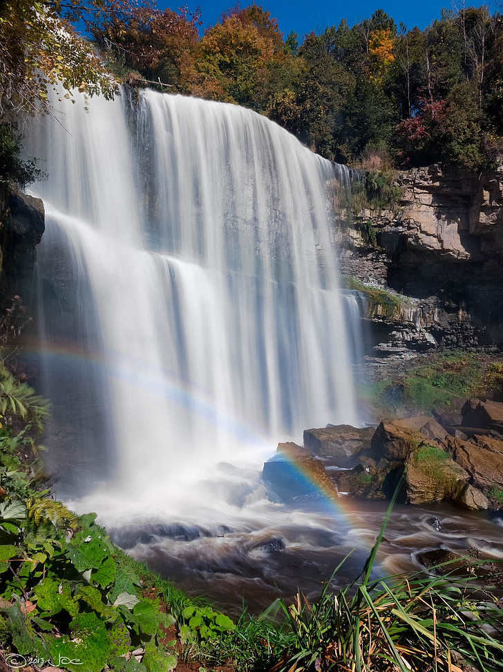 websters falls, waterfall, cascade, escarpment, rocks, stream, flowing