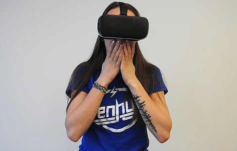 жена, VR, виртуална реалност, технология, виртуални, реалност, устройство