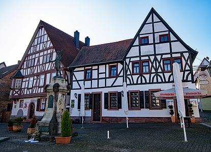 Hanau, Steinheim, Hesse, Německo, staré město, Krov, fachwerkhaus