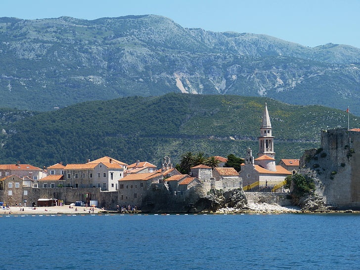 Budva, Černá Hora, balkánské, historicky, staré město, kostel, Středomořská