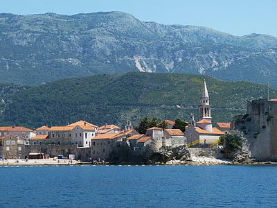 Budva, Montenegro, los Balcanes, históricamente, casco antiguo, Iglesia, Mediterráneo