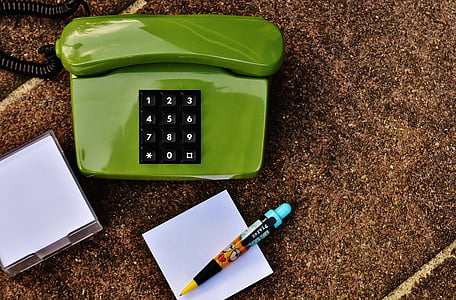 Puhelin, 1980-luvun, vanha, vihreä, avaimet, viestintä, Puhelin